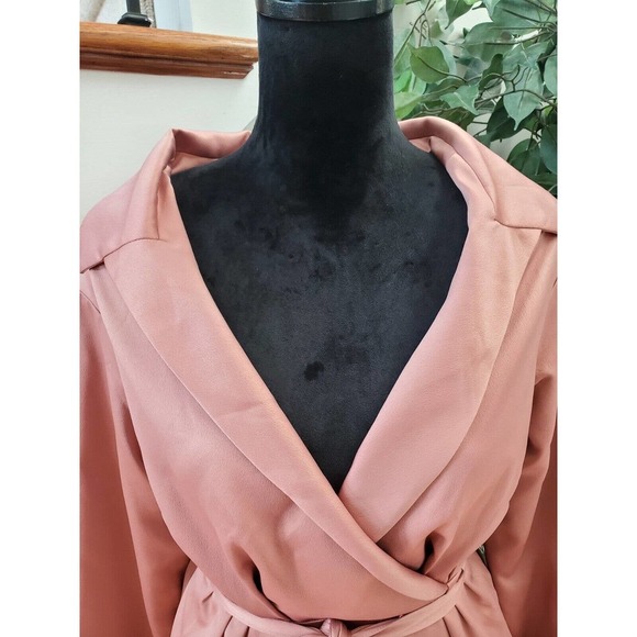 HOUSE OF CB LONDON Women Pink Polyester Wrap V Neck Knee Length Dress Small - Picture 2 of 14